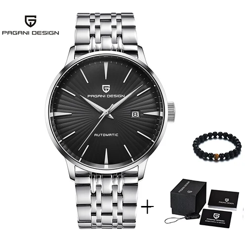 PAGANI дизайнерские брендовые новые мужские роскошные часы автоматические механические часы из нержавеющей стали мужские водонепроницаемые наручные часы reloj hombre - Цвет: silver black