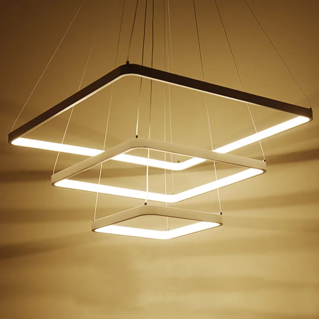 2017 New Modern Dimmable Led Pendant Light 30 50 70cm 3 Square Rings 2017 New Modern Dimmable Led Pendant Light 30 50 70cm 3 Square Rings Lamp Suspension Lighting Fixture For Living Room