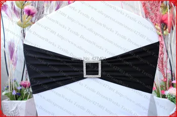 

Black Single Layer Spandex/Lycra/Expand Band/Covers With Square Diamond Buckle&Pin For Wedding Party Banquet Decorations
