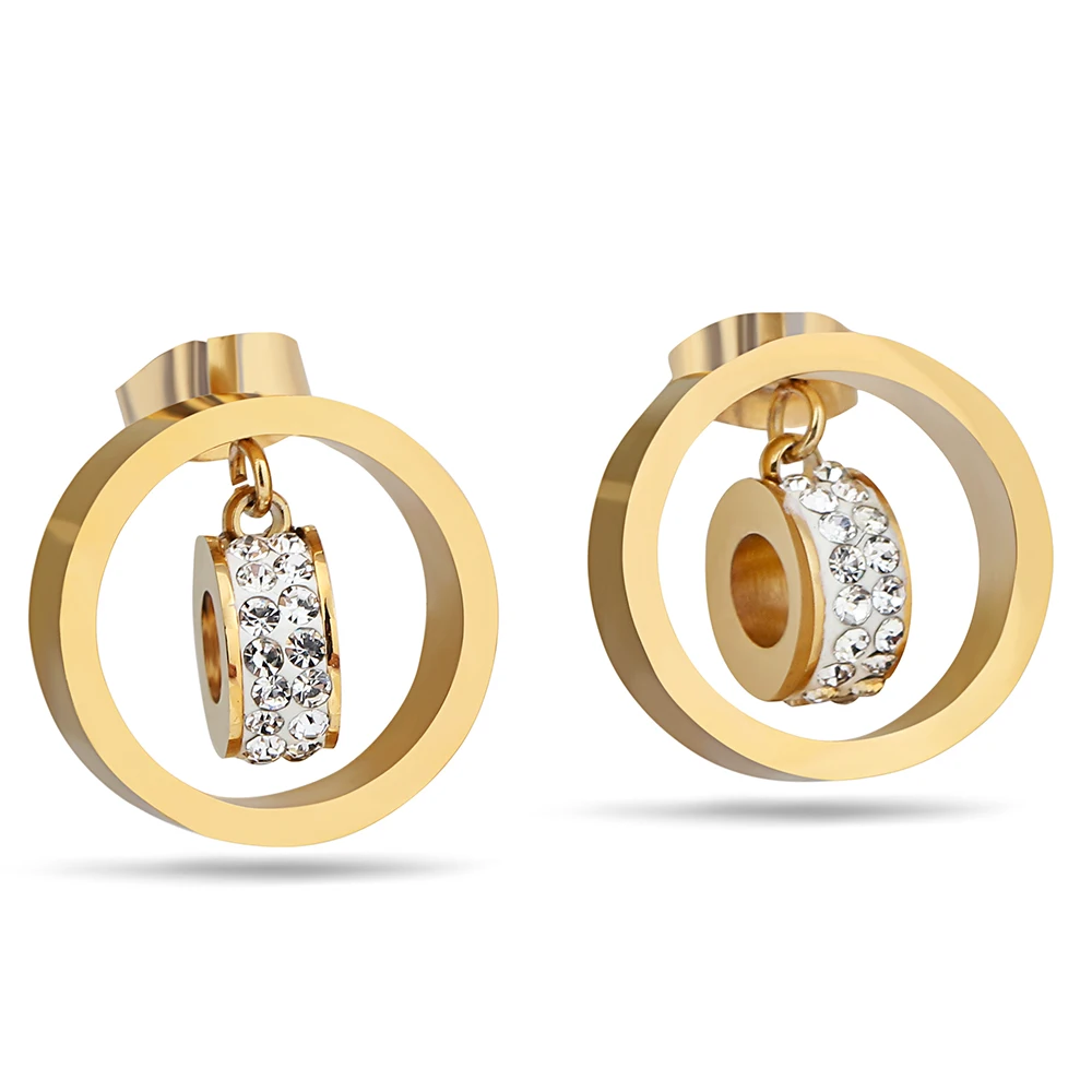 

wholesale price Rhinestone Gold Color 316 Stainless Steel Crystal Stud Earrings for Women