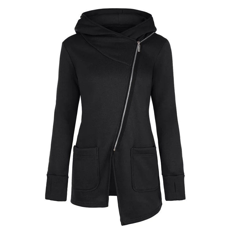

Women Winter Fleece Hoodie Fashion Autumn Hoodies Sweatshirts Long Sleeve Zip Hooded Outwear Harajuku Female Sweatshirt Coat