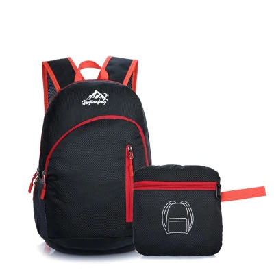 HUWAIJIANFENG ультра-легкий пакет кожи путешествия складной рюкзак многофункциональный портативный для спорта на открытом воздухе - Цвет: Черный цвет