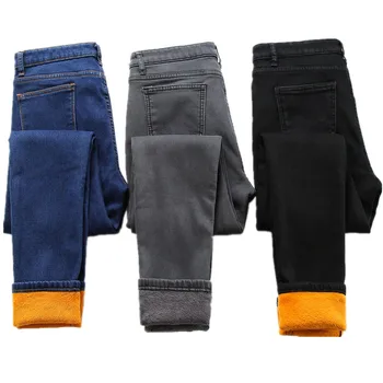

Plus Velvet Thicker Women Jeans Warm High Waist Trousers Pants Stretch Denim Jeans Pants Vintage Winter Skinny Pencil Jeans Q780