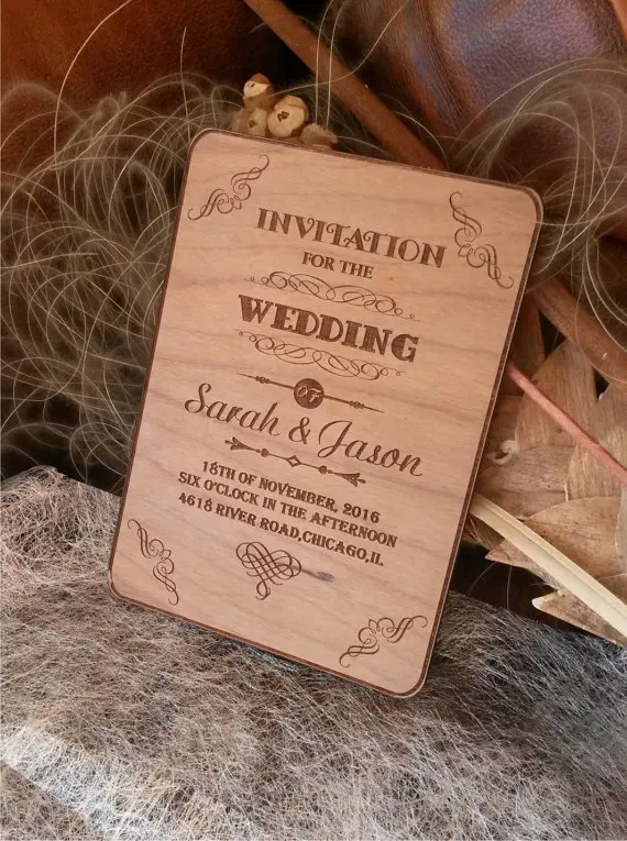  Rustic wedding invitations ( Custom Wedding invitations/ Unique wedding invitations/ wood wedding i - 32869779272