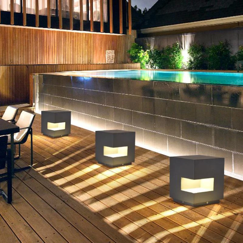 Lámpara de pilar de cubo patio, luz Led para césped, jardín, iluminación exterior, de IP54, lámparas impermeables|Lámparas LED de pared de interior| - AliExpress