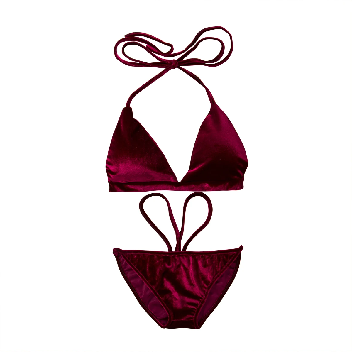 Wine Red Bikini Set 2pcs Swimwear Women Padded Bandage Swimsuit Beachwear Bathing Suit Push up