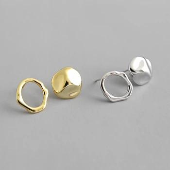 

LouLeur 100% 925 Sterling Silver Stud Earring Simple Irregular Gold Earrings For Women 2019 New Fashion Silver 925 Jewelry Gift