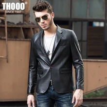 THOOO men sheep leather men’s dress suits Pitsea Korean version of Slim short paragraph jacket Business