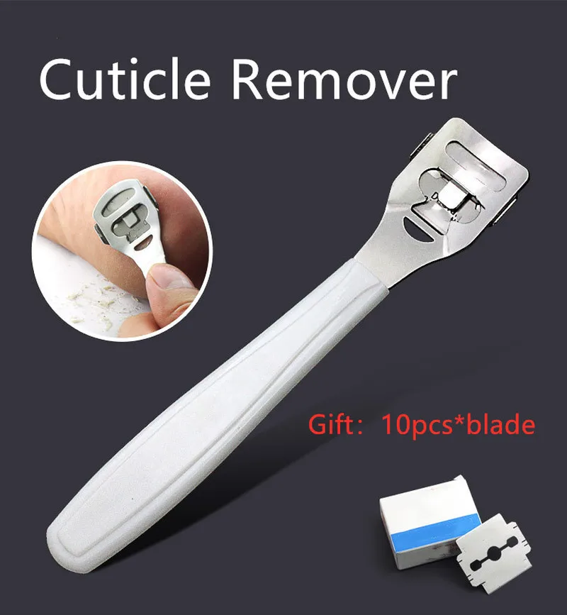 

Hot Professional Foot Care Stainless Steel Cuticle Remover Dead Skin Removal Pedicure Skin Hard Feet Shaver with 10pcs Blade