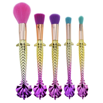

5PCS Mermaid Makeup Brushes Set Eyebrow Eyeliner Blush Blending Foundation Cosmetic Beauty MakeUp Brush Dress Up Your Beauty
