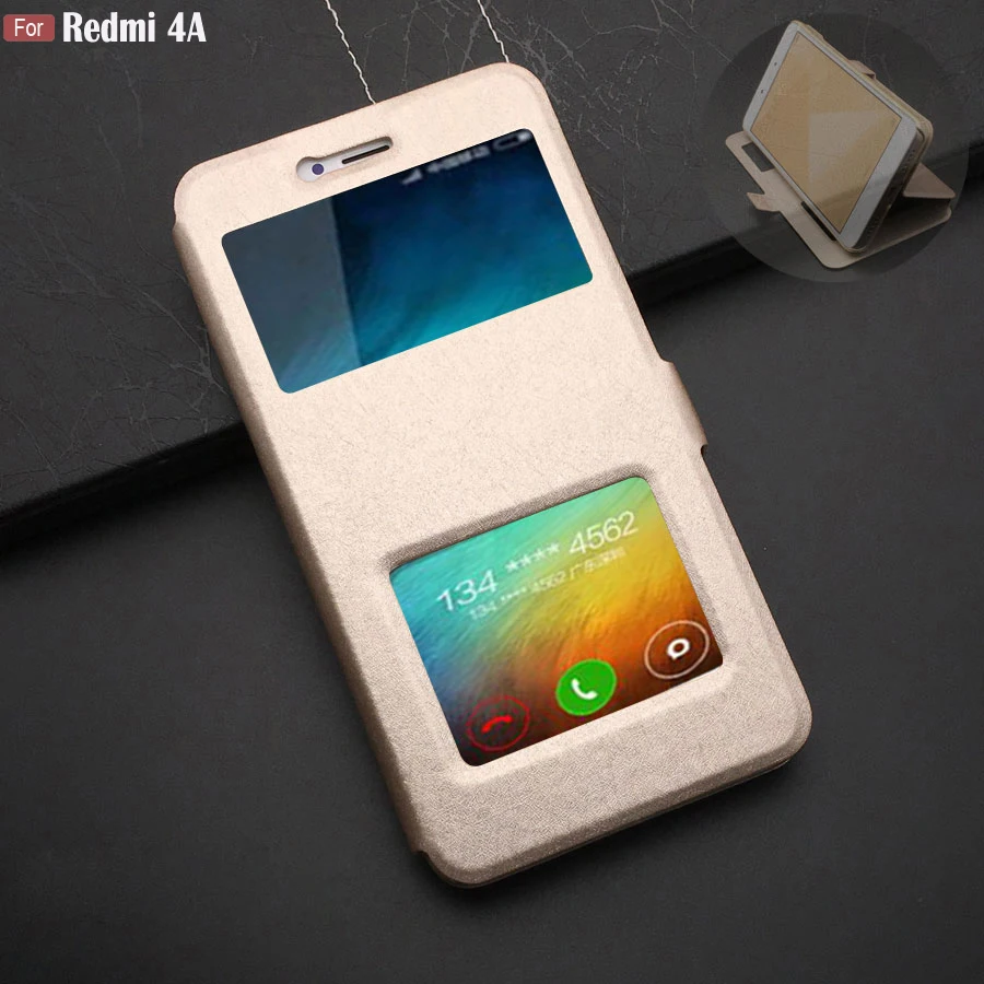 

For Xiaomi Redmi 4A Cases NEW Luxury Window View Leather Flip Case for Xiaomi Redmi 4A 32gb 16gb Cover Fundas Business Phone Bag