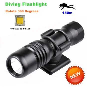 

Diving diver LED Flashlight underwater torch CREE XM-L2 U4 waterproof light lamp 360 Degree Rotation Diving Flashlights-DIV18