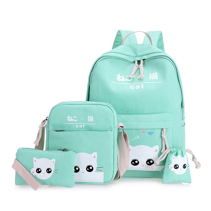 Aliexpress.com : Buy 4 piece Cute Japan Cat Canvas Women Backpack ...