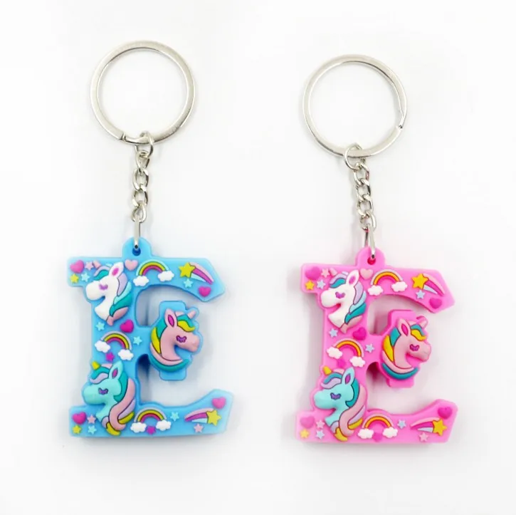 1 Pcs Kawaii Unicorn Letters key Chain For Girl Kids Keychain Women Car Key Ring Letter Holder Party Favors Gift