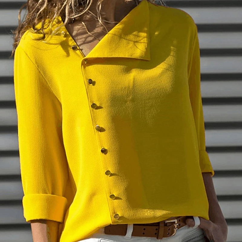 

2019 Femme Fashion Button Long Sleeve Green White Shirt Womens Tops And Blouses Female Tunic Office Womens Tops And Blouses