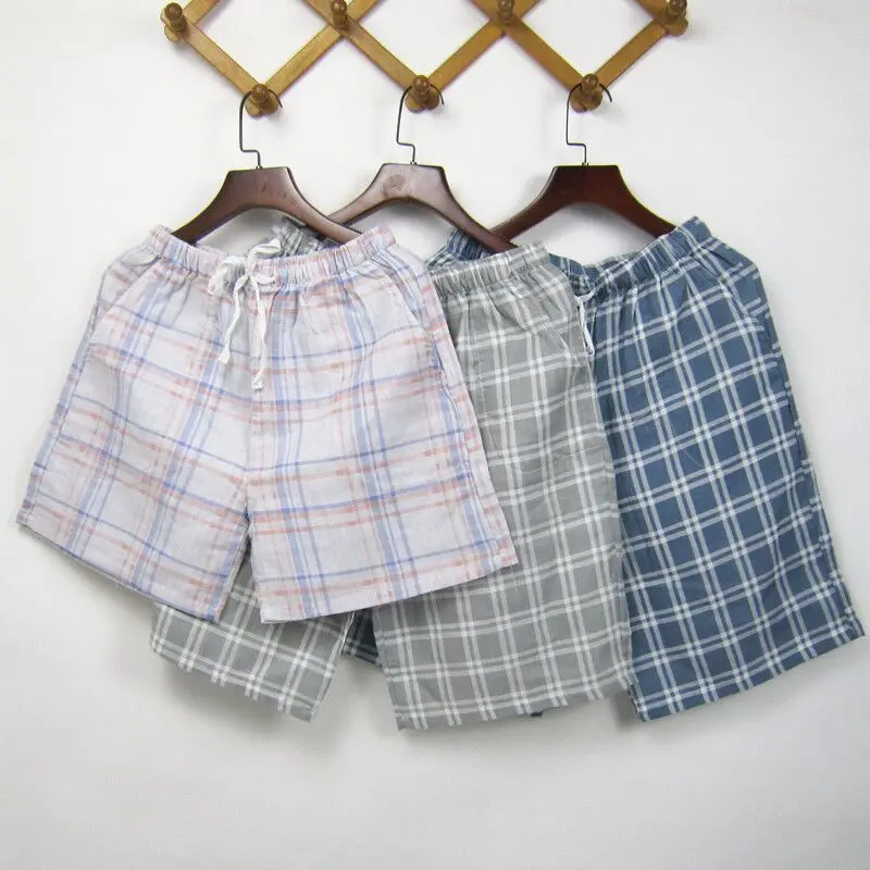 Various Summer Plaid Short Sleep Bottoms Women Men Sleepwear Pants Soft Home Shorts Couple Casual Pajamas Pants Beach Trousers