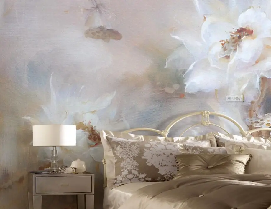 do fundo, Pintura a óleo flor personalizada, Hotel Bedroom Wallpaper