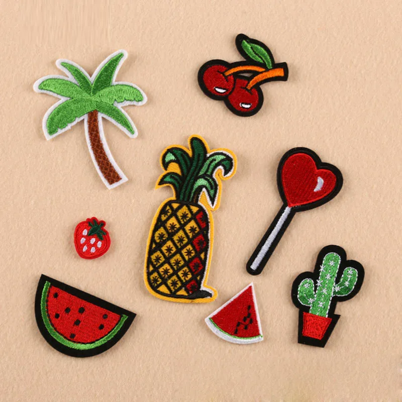 

8PCs Embroidered Iron On Patches Fruit Tree Cloth Accessories New Arrival Popular Clothing Cartoon Patches Appliques PHT015