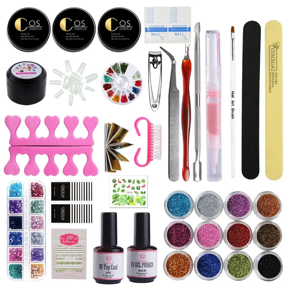 

COSCELIA Full Tools For Manicure Acrylic Nail Kit Pusher All For Manicure Gel Nail Polish Set Top And Base Coat Nail Art Kit