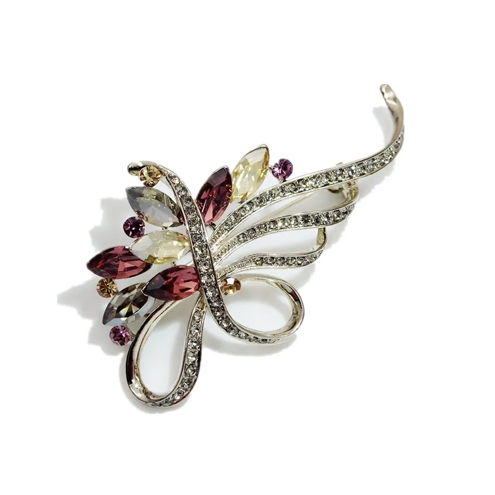 Vintage Rhinestone Flower Brooches for Women Lady Fashion Jewelry Wedding Plant Crystal Brooch Dress Sweater Safety Pins | Украшения и