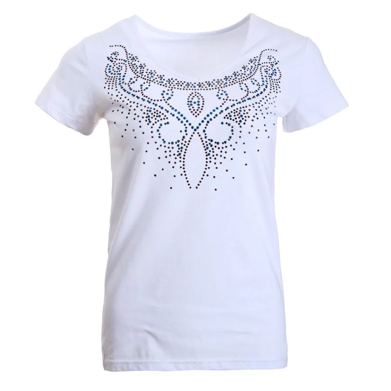 Goedkoop BLINGSTORY Nieuwe Zomer Vrouwen Korte Mouw Diamant T shirts Goedkope Vrouwen Plus Size Tops Tee Steentjes S 6XL LP5209006