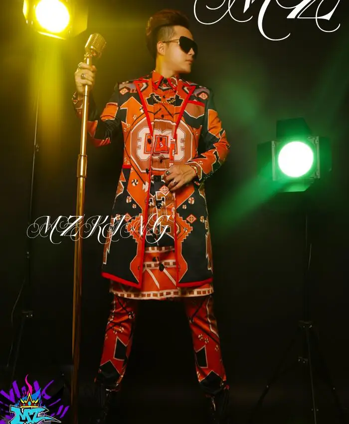 S-4XL! Мужская мода тонкий клубный певец DJ right GD подиумная геометрическая абстракция граффити длинный костюм костюмы формальное платье