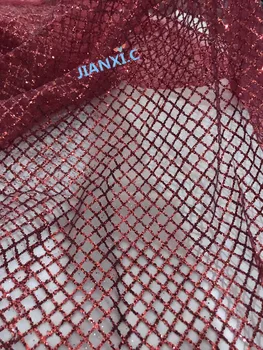

african india mesh tulle jianxi-118101 for dress sawing shinny 5yards/lot with glued glitter