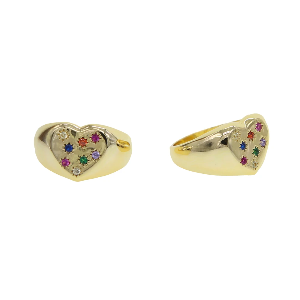 

Personalized gold vintage women Ring Bohemian Engraved cz star Rings for Women Gold Color Heart Rings
