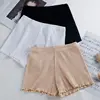 Señoras de las mujeres de verano Pantalones de seguridad hilo acanalado rayas elástico sin costuras ropa interior de Color sólido con volantes Agaric bajo Boxer Shorts ► Foto 2/6