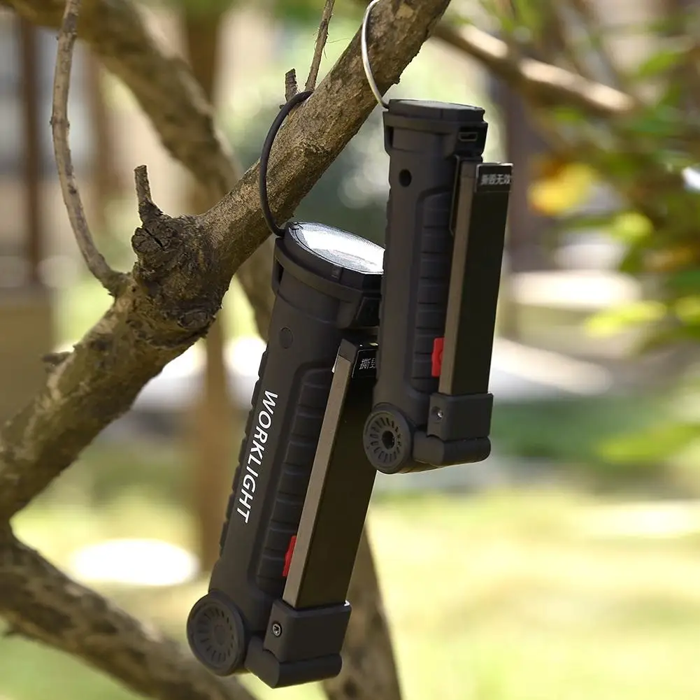 Портативная яркая светодиодная лампа COB с USB зарядкой магнитная красная