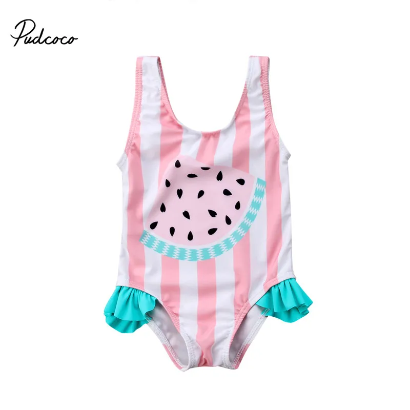 

Baby Girls Summer Swimwear Kids Clothes Striped Watermelon Toddler One Piece Swimwear Children Girls Clothing Princess Costume