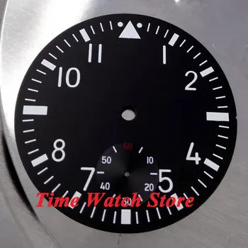 

38.9mm black sterial dial fit 6498 movement Watch dial Luminous white marks D09