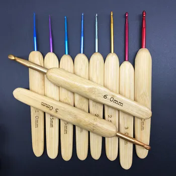 

10PCS Bamboo Handle Multicolor Metal Crochet Hooks Needlecrafts Sewing Tools Accessory 1-6mm