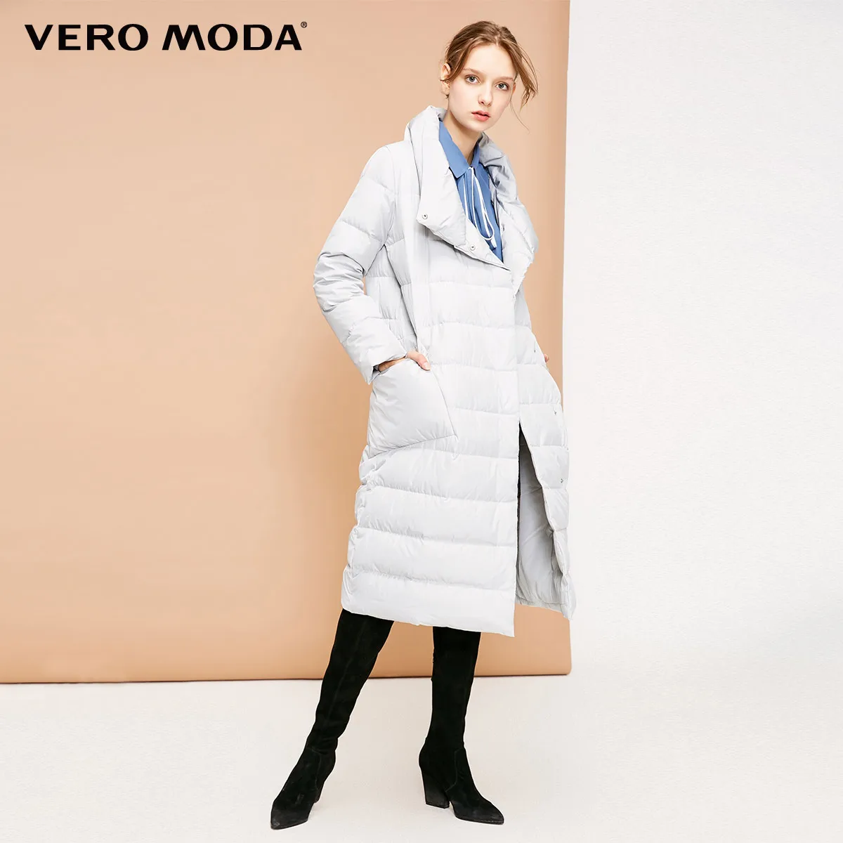 Vero Moda пуховик женский 90% белый утиный пух боковой карман большой длинный пуховик женский | 318312511