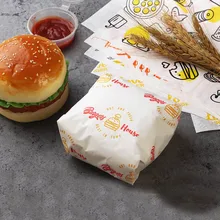 

800 pcs Oil-proof wax paper for food wrapper paper Bread Sandwich Burger Fries Wrapping Baking Tools fast food customized supply