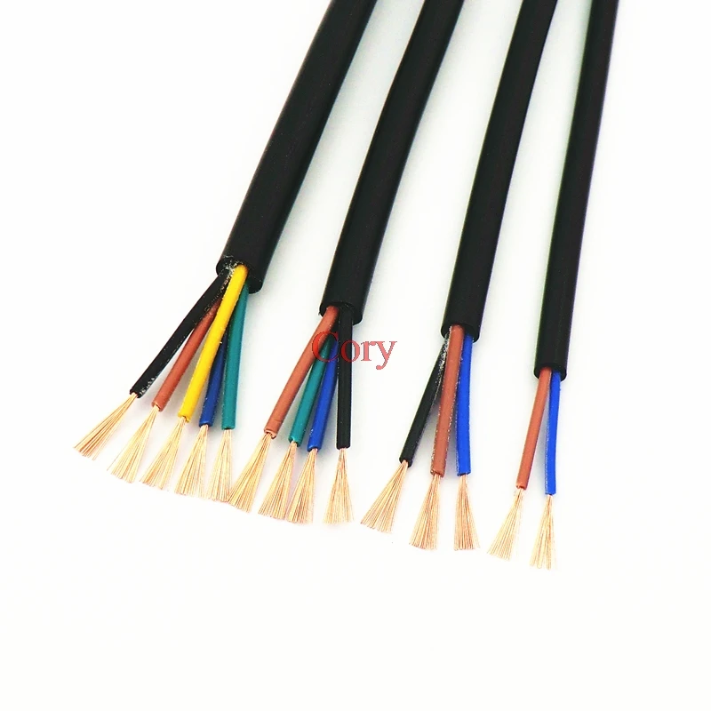 22 AWG 0.3MM2 RVV 2/3/4/5/6/7/8/10/12/14/16/18 ядер шпильки Удлинительный провод Медный провод электрический РВВ Кабельные муфты черно-белую