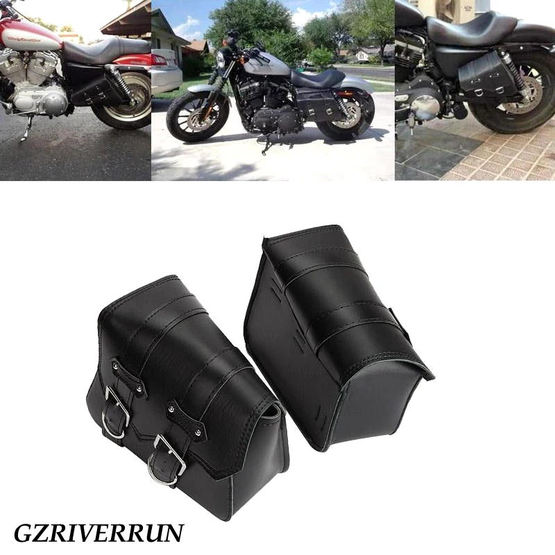 Gzriverrun ПУ кожа Saddlebag для Harley Davidson Sportster XL 883 1200 черный 2 шт. мотоциклетные Чемодан инструмент стороны сумка