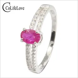Классический серебристый рубиновое кольцо для свадьбы 0,4 ct 4 мм * 6 мм природных драгоценных камней рубин серебряное кольцо одноцветное 925