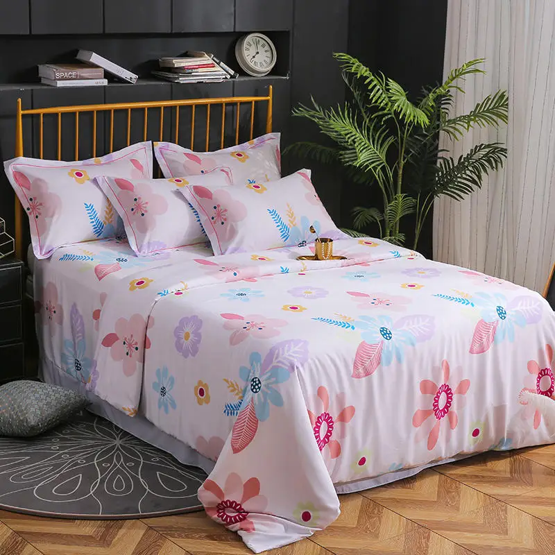 Butterflay цветочный принт простыня пододеяльник подушка shams 4 шт. Tencel мягчайшие постельные принадлежности из шелка набор королева король двойной размер постельный комплект