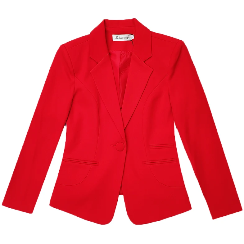 OL professional temperament suit jacket Slim short white long-sleeved black blouse red small suit female jacket spring new OL professional temperament suit jacket Slim short white long-sleeved black blouse red small suit female jacket spring new