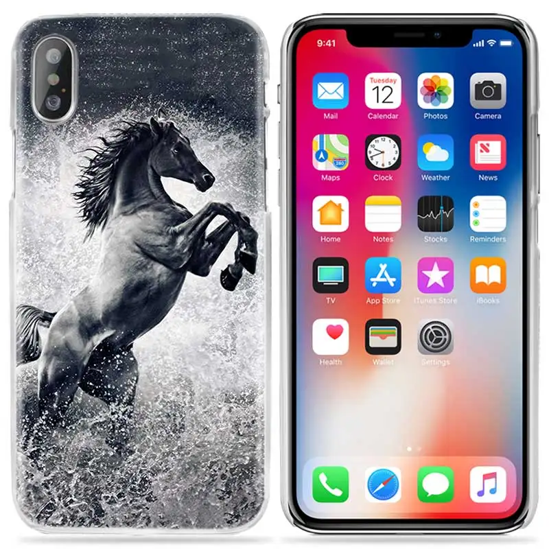 08 Чехол для iPhone XS Max XR X 10 7 7 S 8 6 6 S Plus 5s SE 5 4s 4 5C прозрачный ПК твердый пластиковый чехол Capa чехол для телефона Coque Horse Animal - Цвет: 08