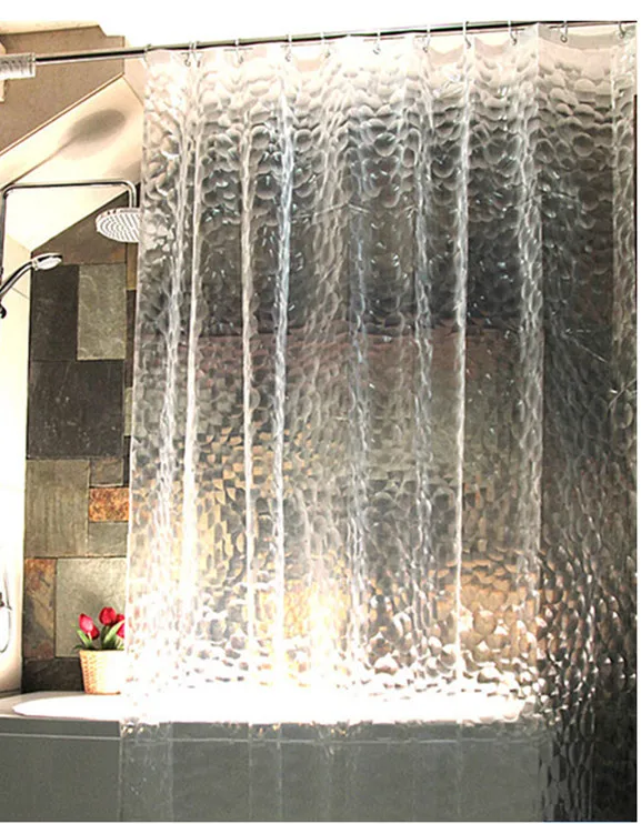 71" Luxury 3D Clear Shiny Diamond Effect Waterproof Shower Curtain W
