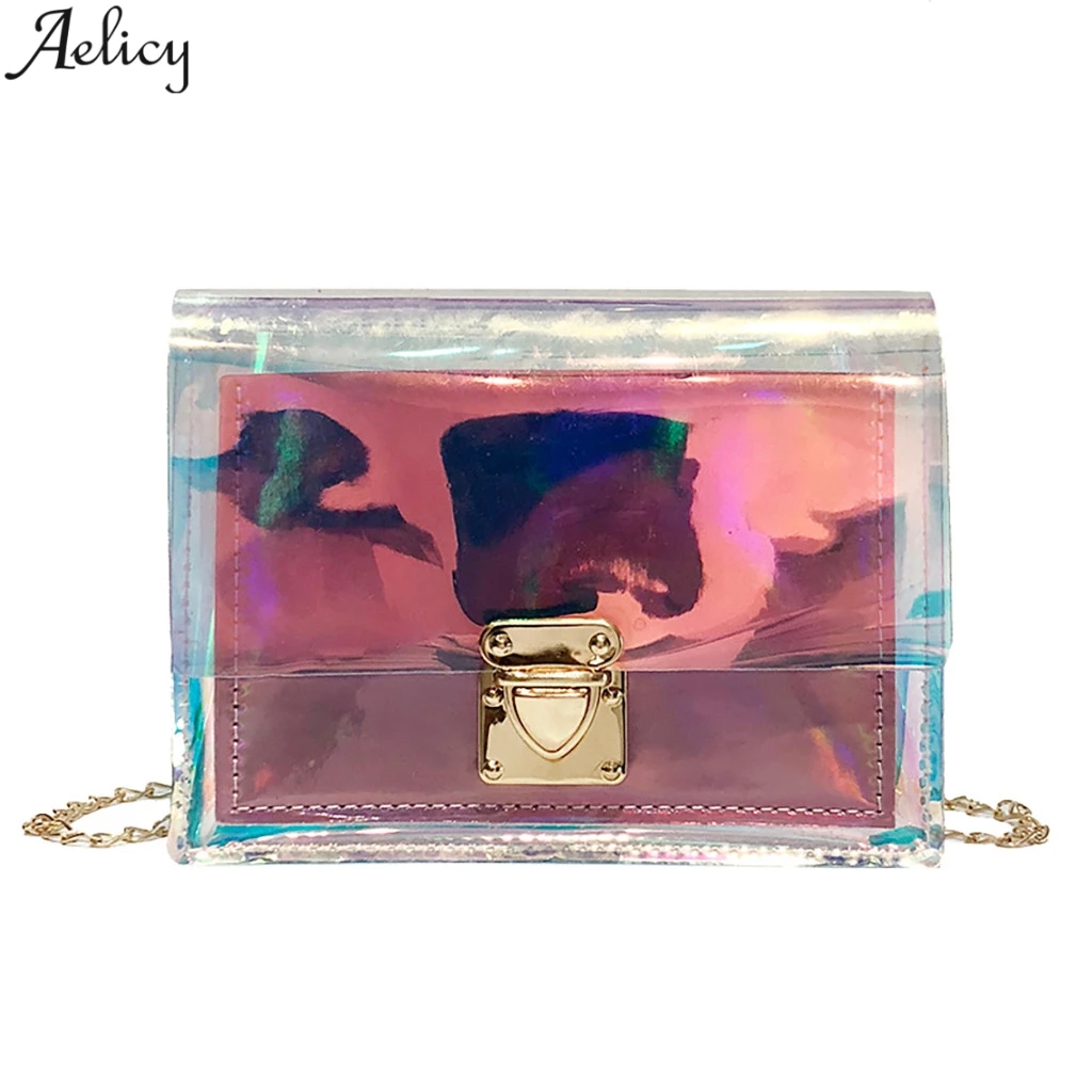 

Aelicy Women's Pvc Transparent Laser Messenger Bags Fashion Satchels Chic Chain Crossbody Bag For Girls And Women Hot Sales