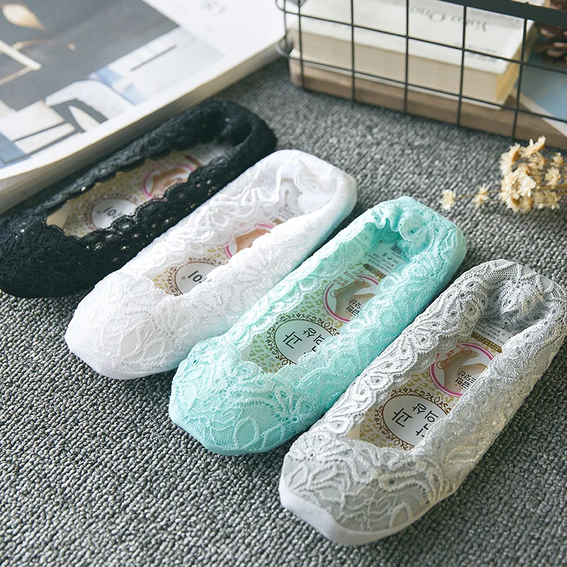 

Summer New Fashion Women Retro Cute Lace Slippers Socks Ladies Silicone Anti-slip Stealth Socks
