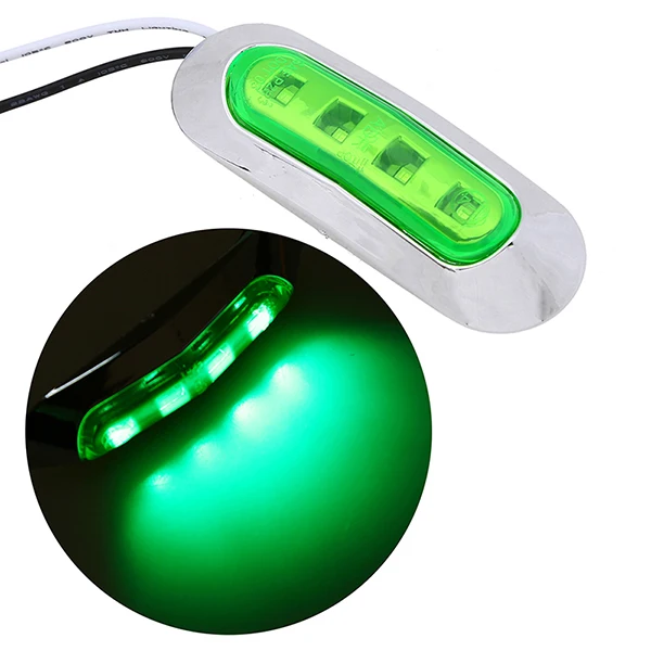 Posbay светодиодный автомобильный боковой габаритный светильник, индикатор для грузовика, светильник s 12 в 24 В, лампы внешнего освещения, универсальный автомобильный габаритный фонарь для прицепа - Испускаемый цвет: 4 LED Green