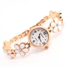 Лидер продаж, женские часы-браслет из розового золота с цветком, стразы, модные женские кварцевые наручные часы, Relojes Mujer go122