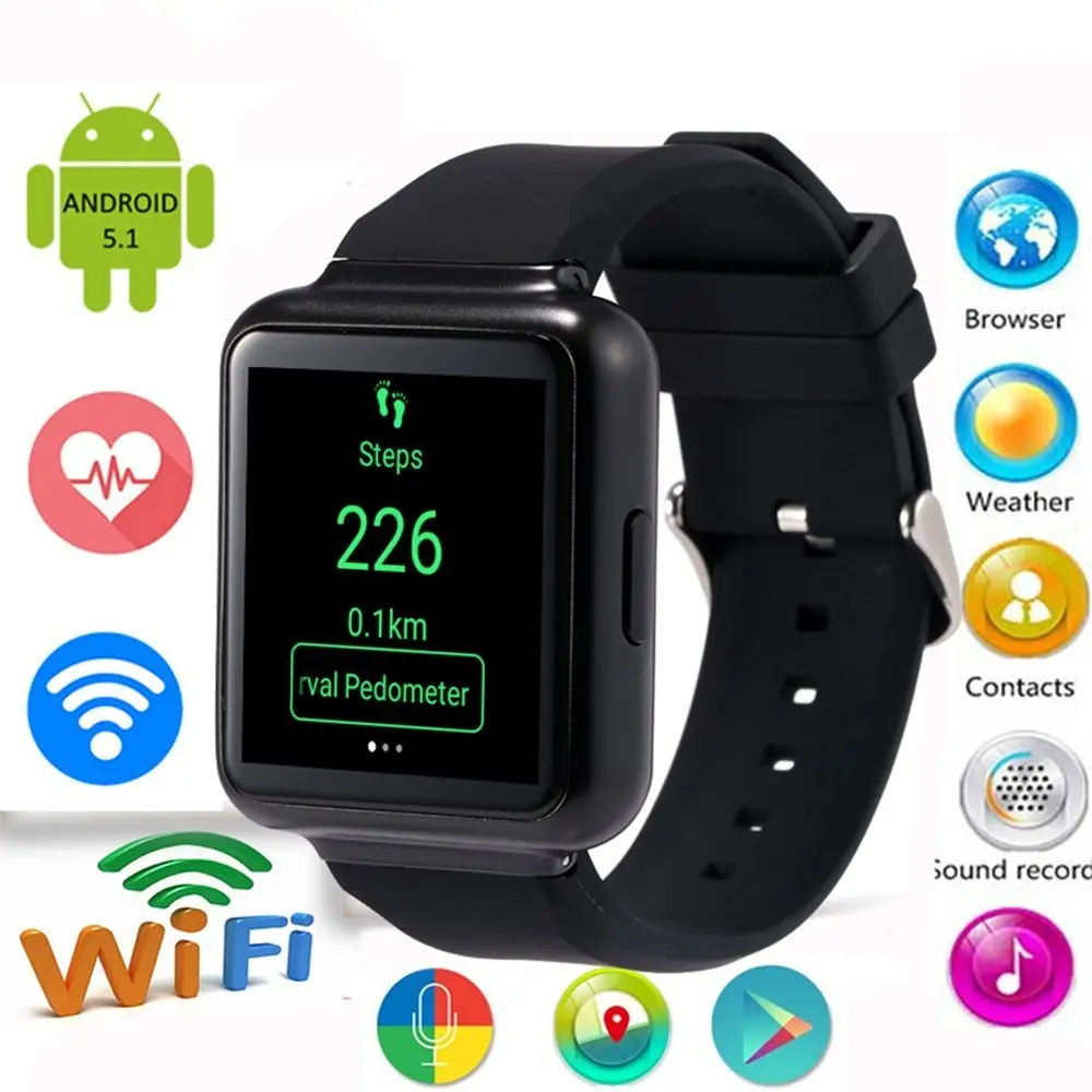 

NEW Q1 Smart watch K8/K9 updated version Android 5.1 MTK6580 Quad core  512MB+4GB Bluetooth Nano Sim Google Play SmartWatch
