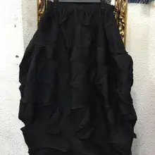 Летний Lssey Miyake морщины чистый цвет юбка-фонарик Большие размеры половинной длины длинная юбка тощий темперамент