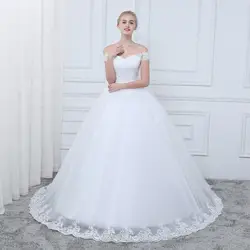 Белое Бальное Платье Простые Свадебные платья 2019 элегантные с открытыми плечами аппликация для свадебного платья изготовление на заказ