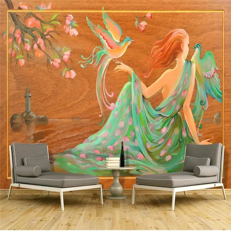 

Custom wallpaper New beauty map flower mythology background wall - mural waterproof material